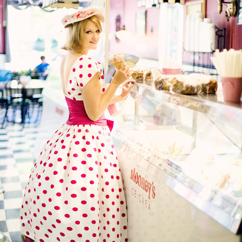 Polka-dots red and white dress