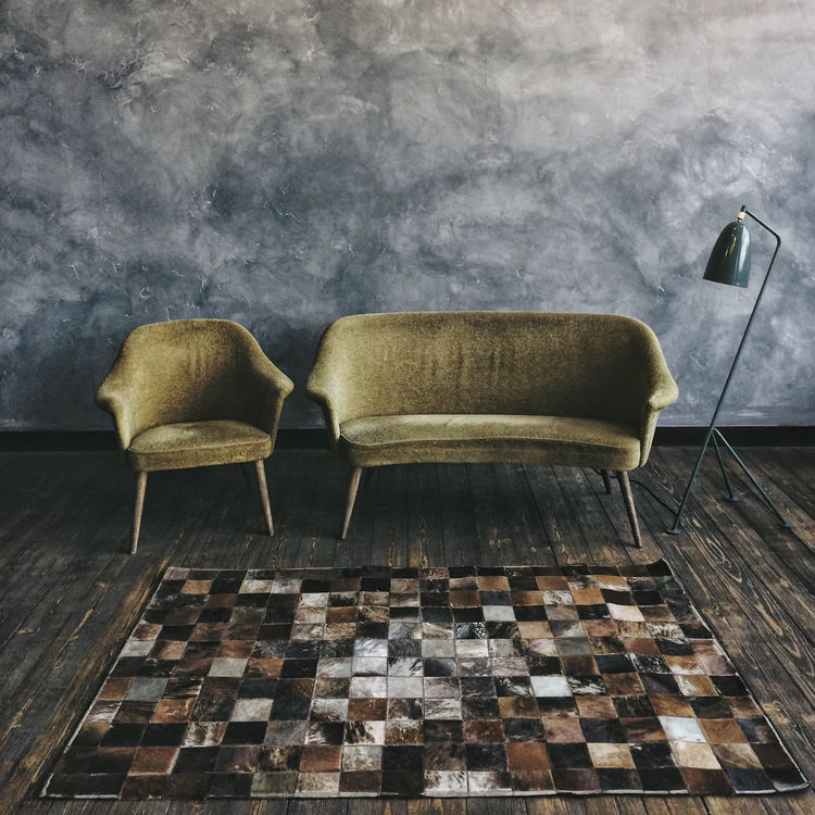 Couch and velvet chair