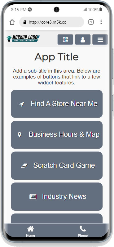 Basic PWA Gray Theme With Large Buttons