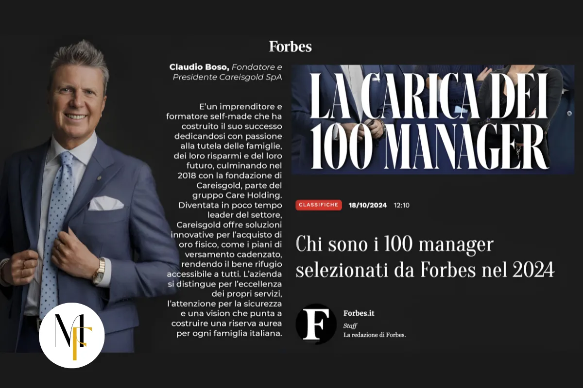 Claudio Boso, presidente di Careisgold tra i 100 Manager di Forbes Italia