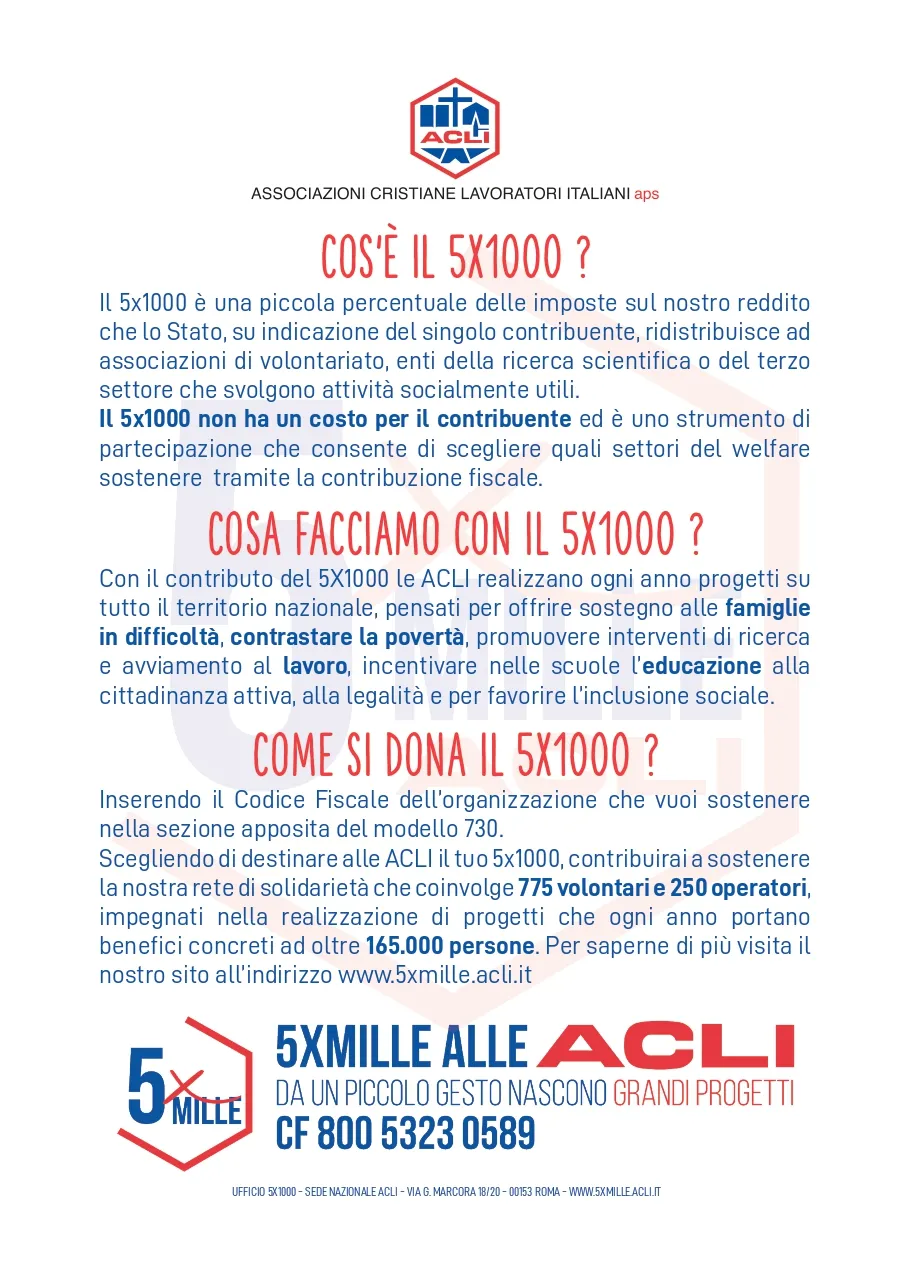 Dona il tuo 5xmille alle ACLI
