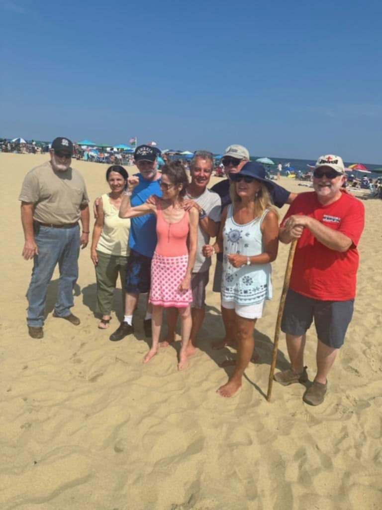 picture shows a beach picture, in Ocean Grove, New Jersey. Baptism day and a picnic, with the New York church