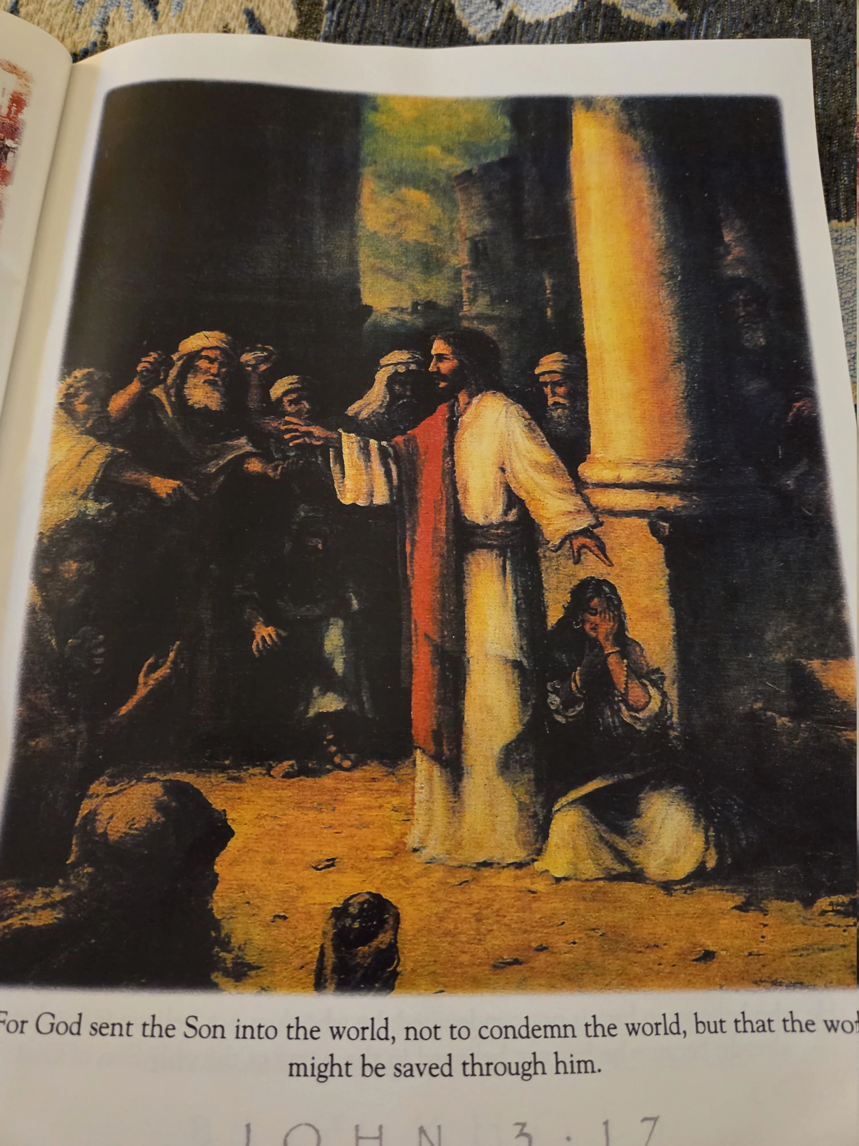 Jesus protecting a woman